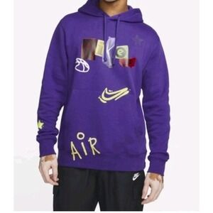 Nike Hoodie Sports Street Wear Men's Club Legacy Hooded Sweatshirt Purple Air XL